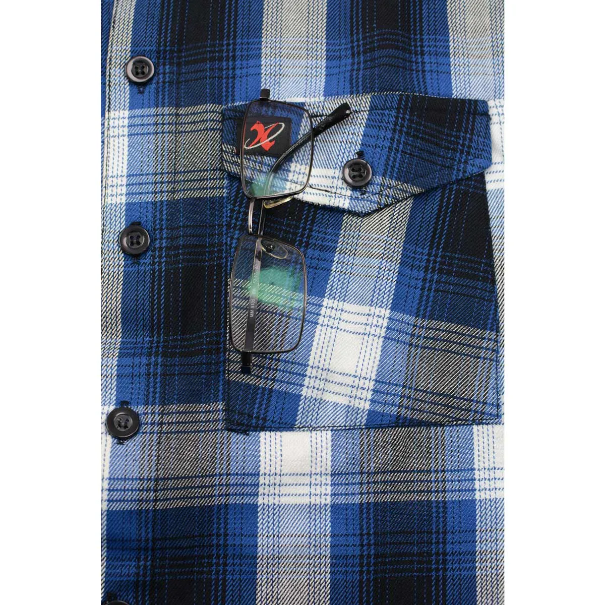 NexGen MNG11635 Men's Blue and White Long Sleeve Cotton Flannel Shirt