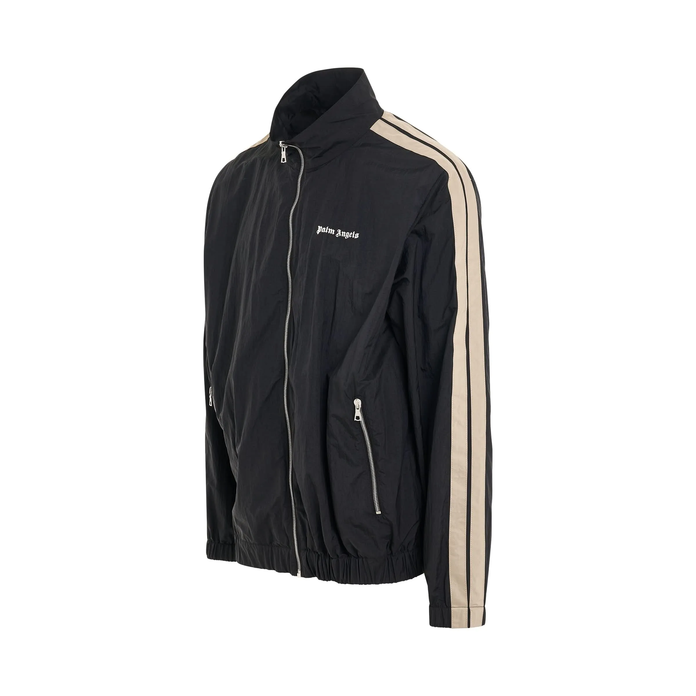 Palm Angels Nylon Stripe Track Jacket in Black