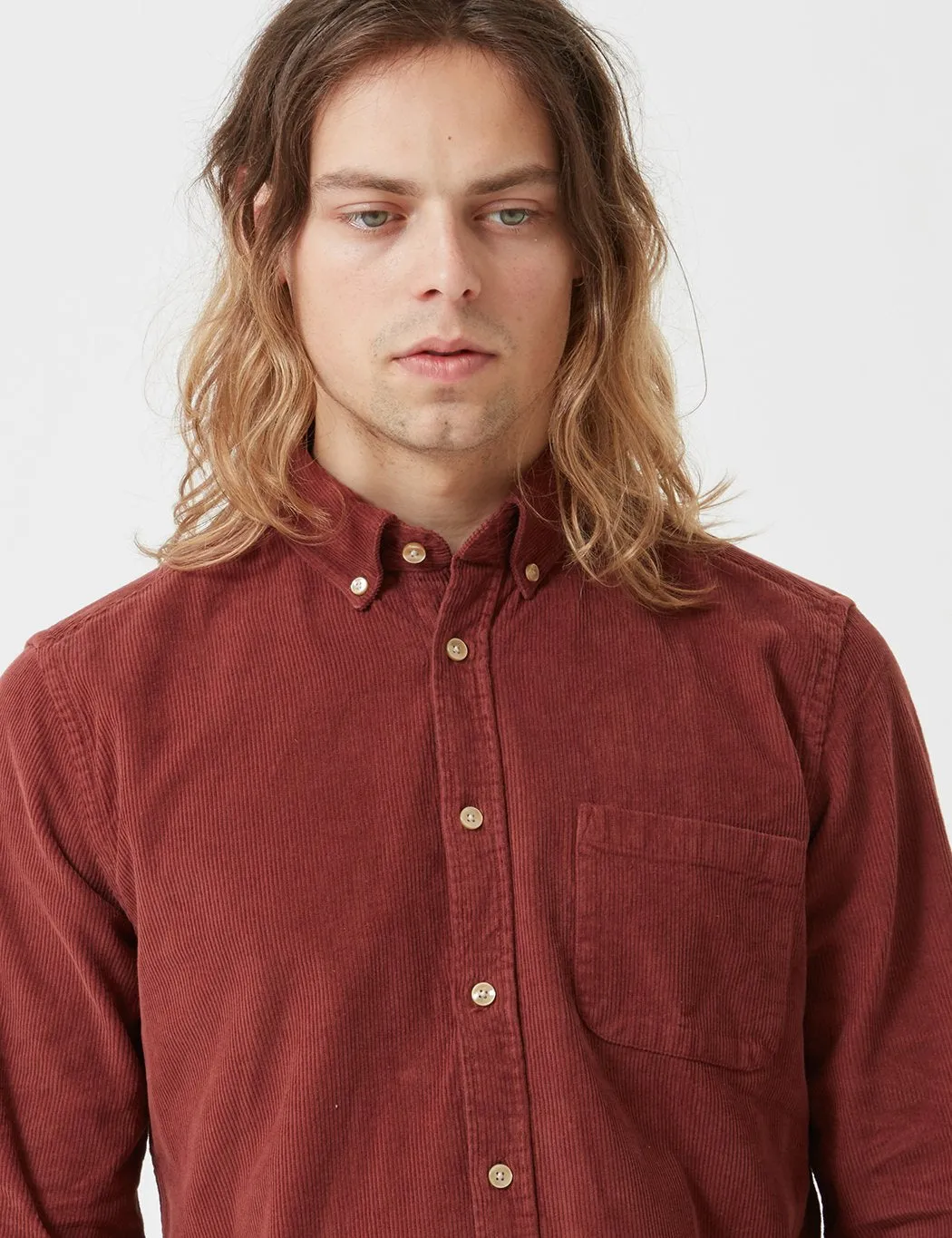 Portuguese Flannel Lobo Shirt (Cord) - Bordeaux