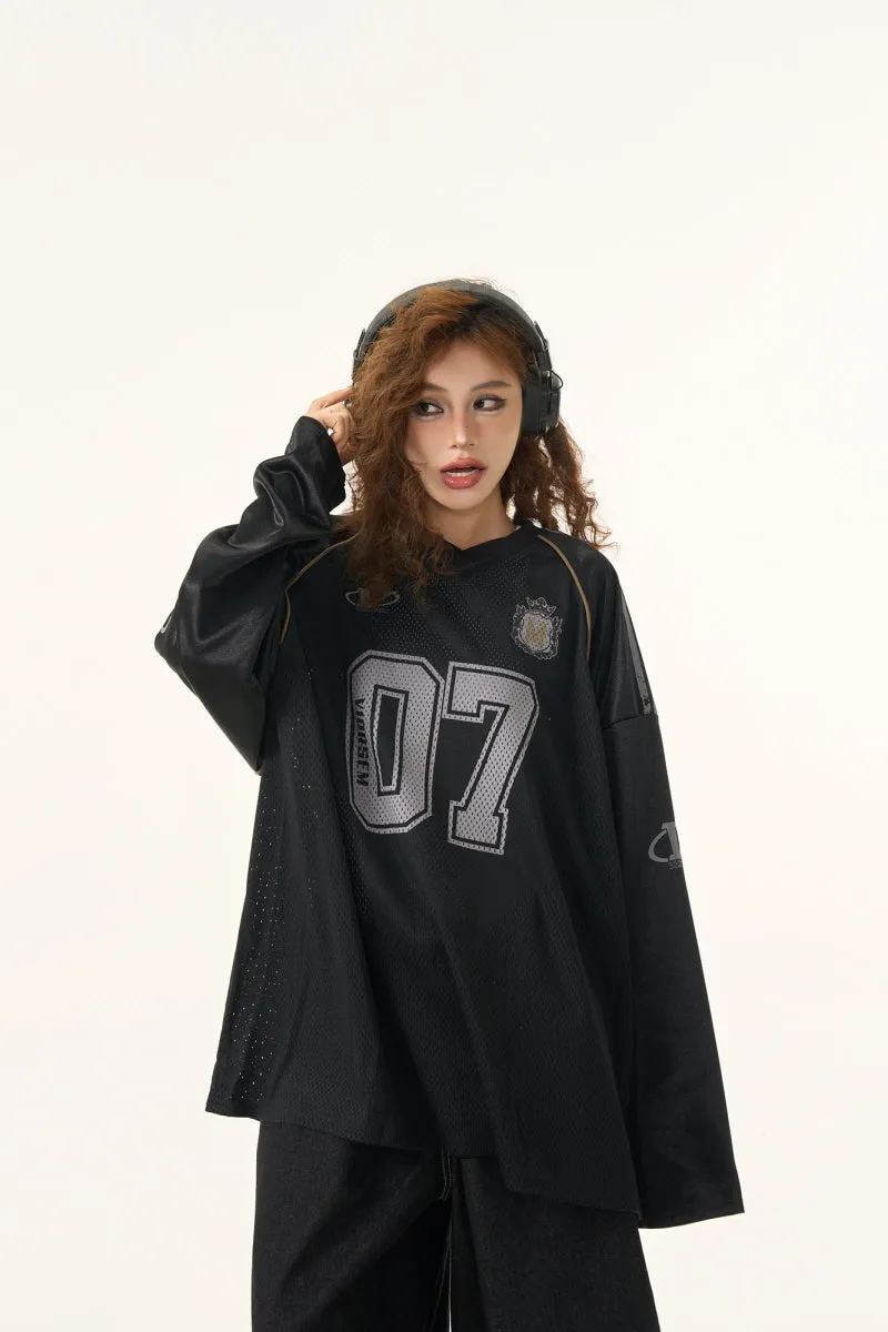 Retro Football Jersey Mesh Long Sleeve T-Shirt