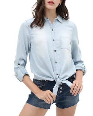 ROLL UP SLEEVE CROP TOP SHIRT