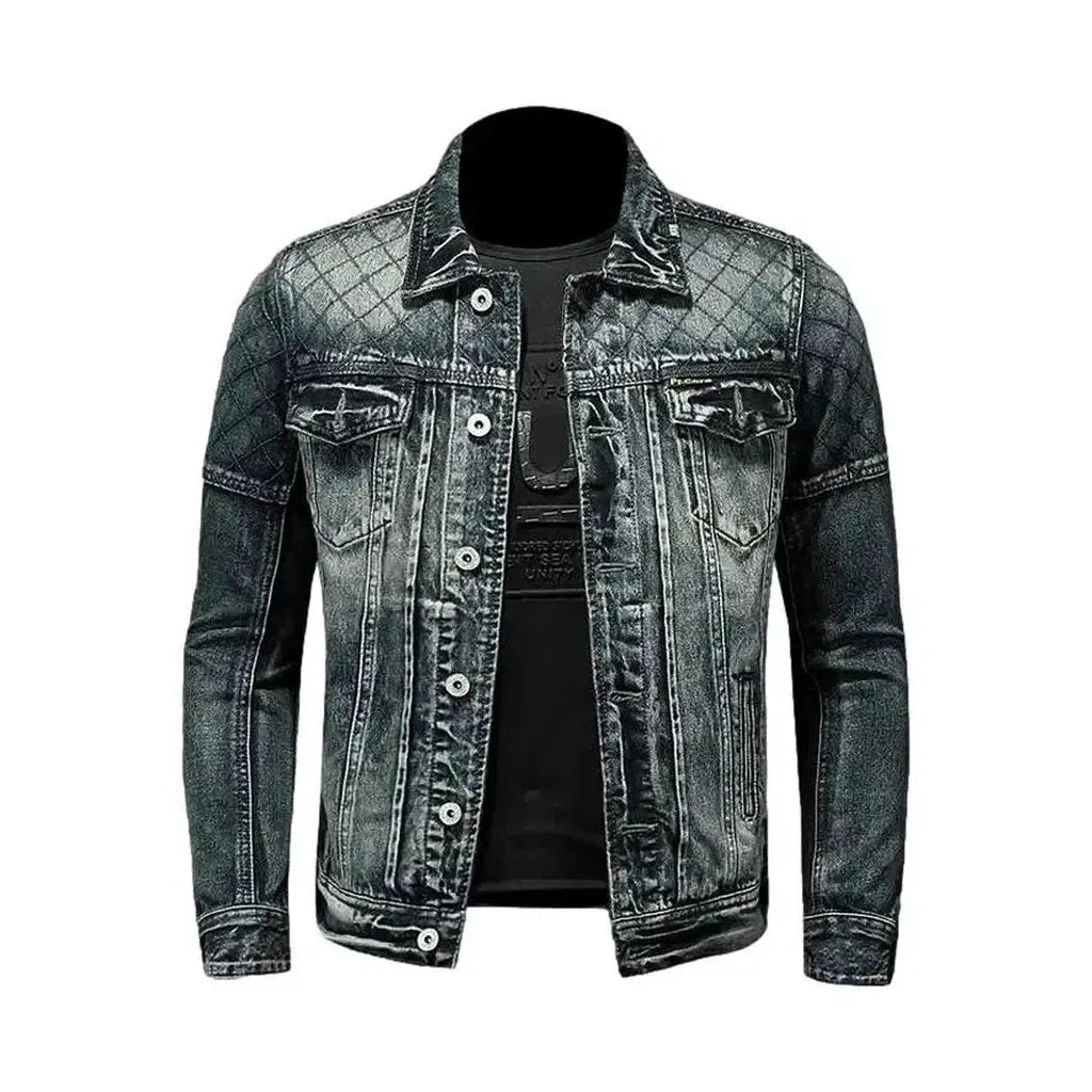 Sanded moto men's denim jacket