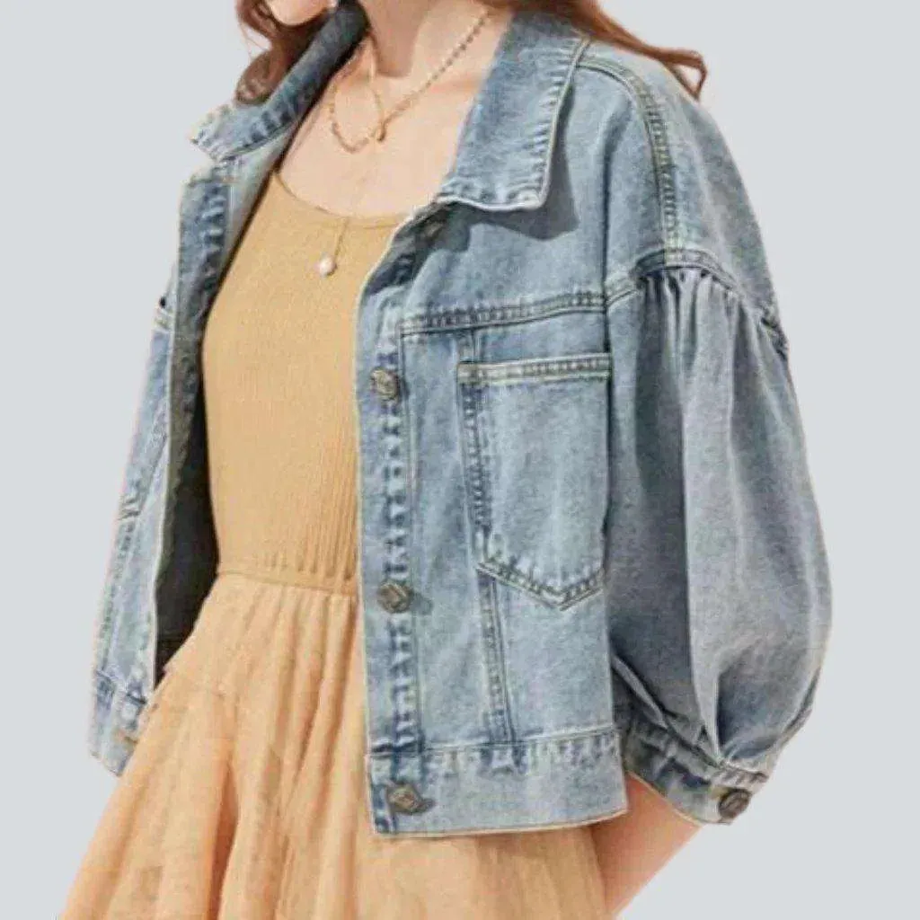 Short vintage women's denim jacket