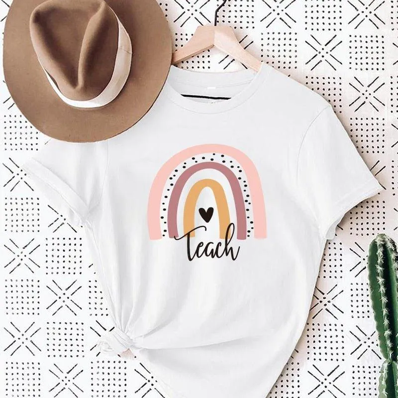 Teach Love Rainbow Teacher Life Shirts