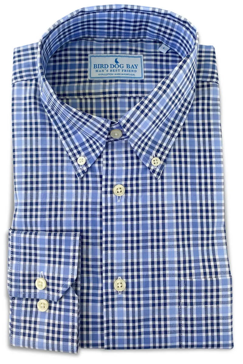 Turpin: Woven Cotton Shirt - Blues