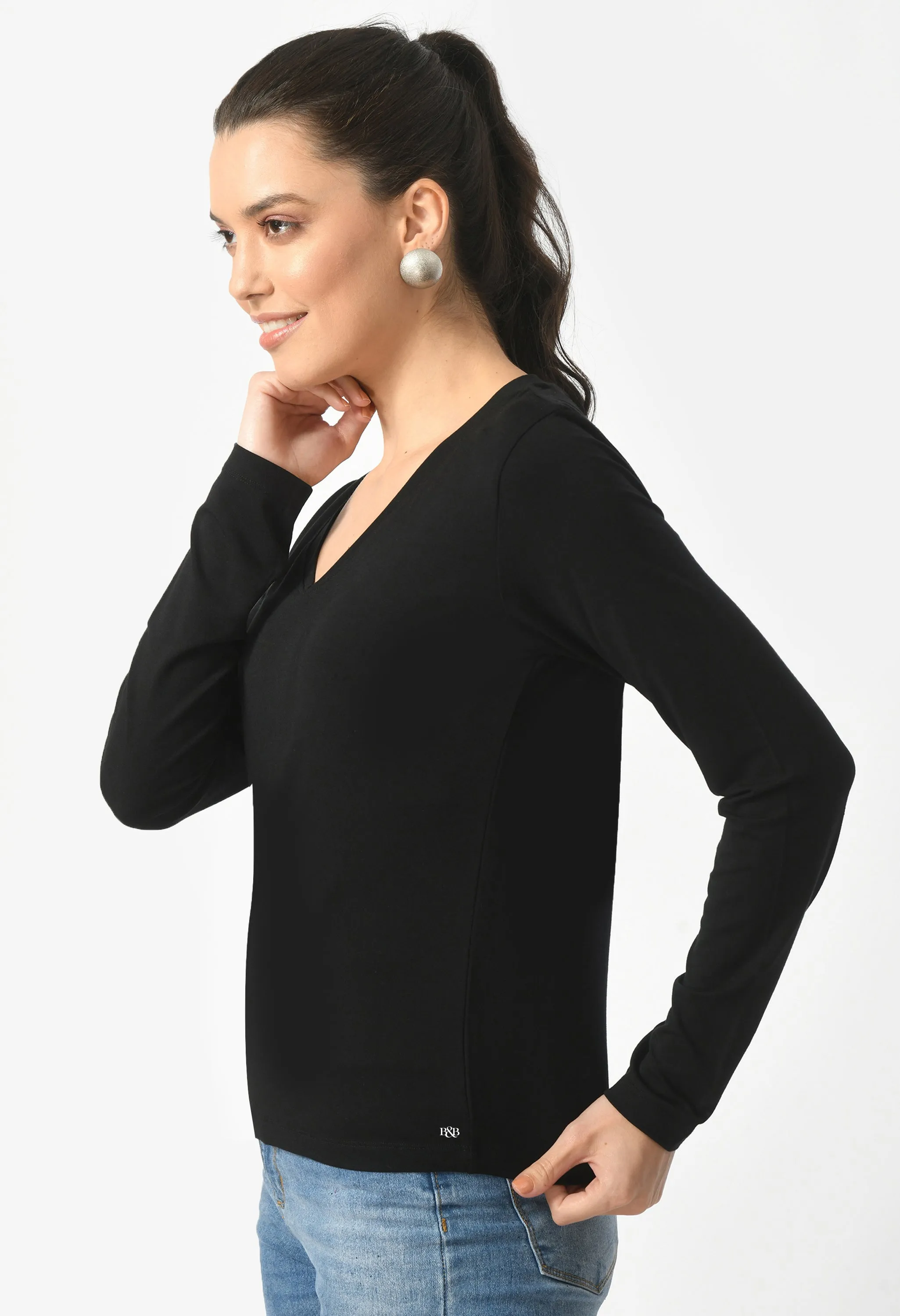 V-Neck Long Sleeve T-Shirt  #6004