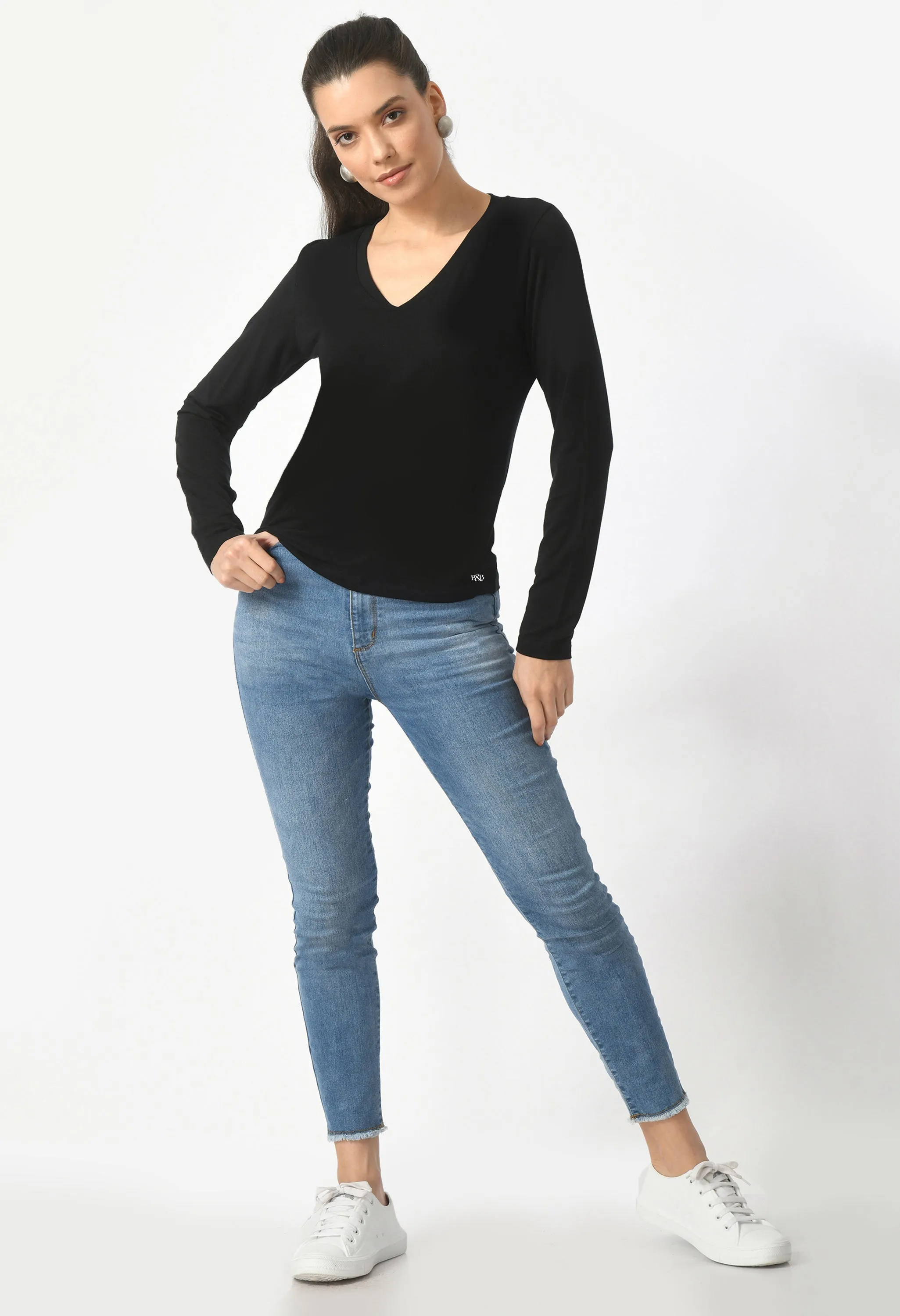 V-Neck Long Sleeve T-Shirt  #6004