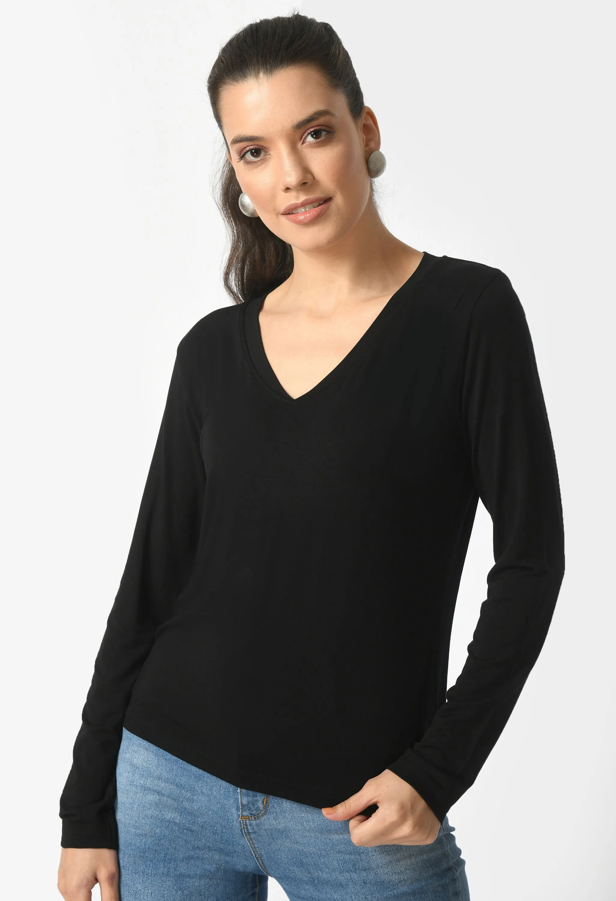 V-Neck Long Sleeve T-Shirt  #6004