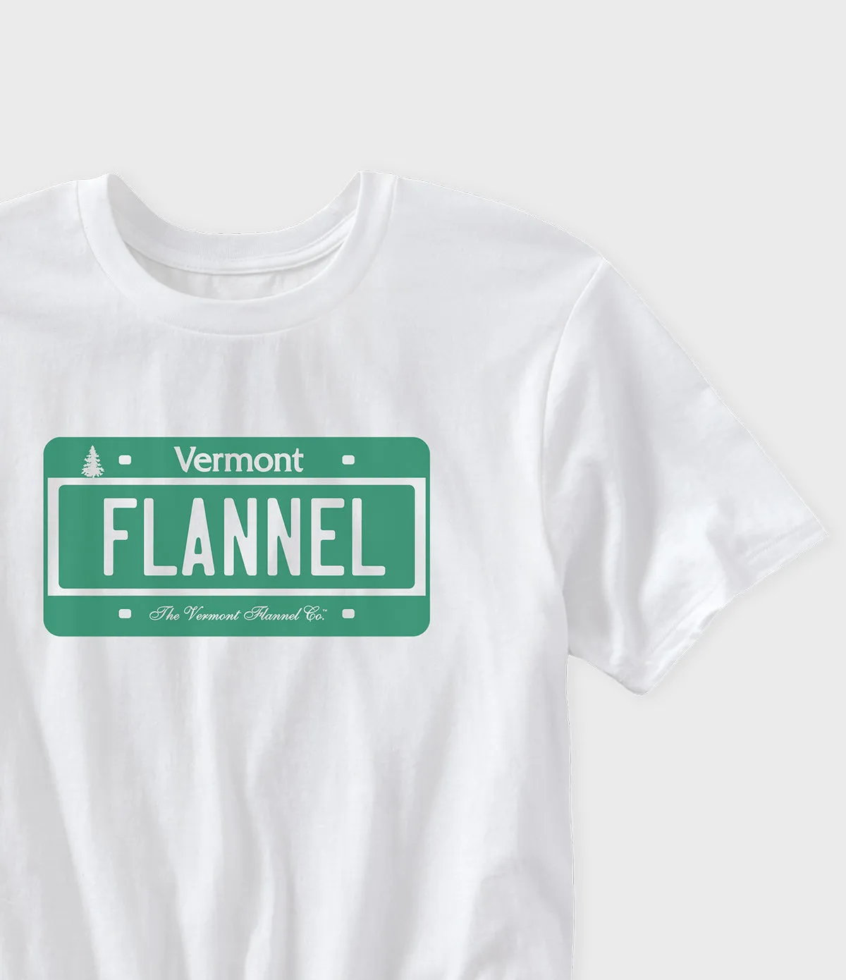 Vermont Flannel License Plate Graphic T-Shirt - White