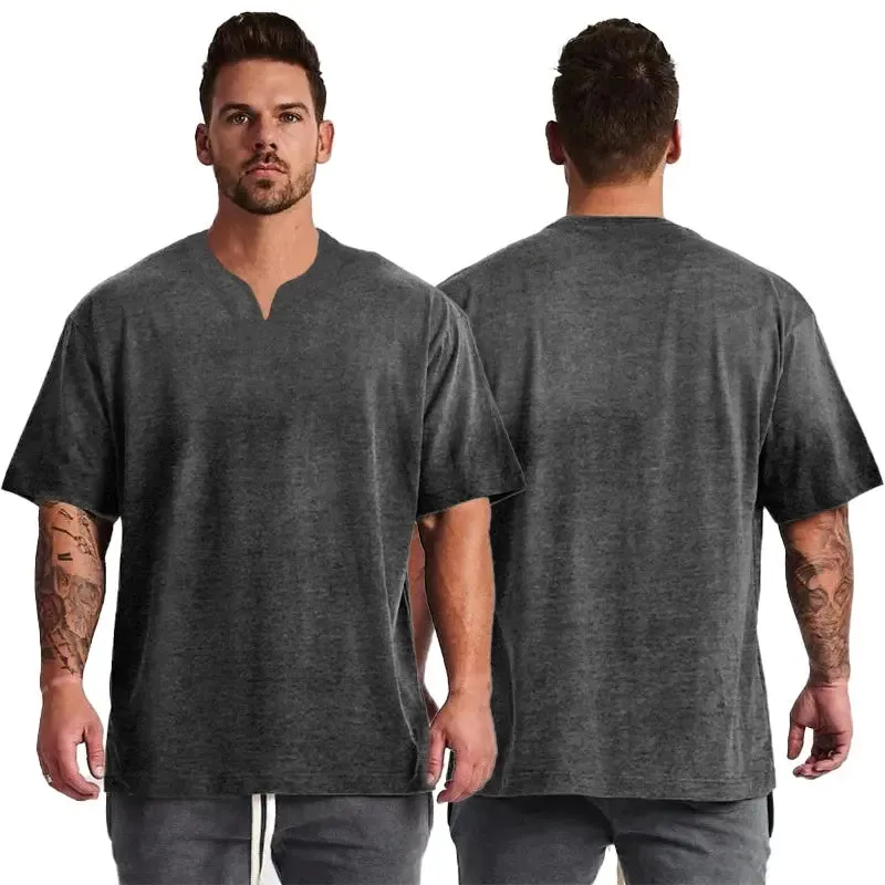 White Plain Blank Drop Shoulder T-Shirts 100% Cotton Casual Heavyweight T Shirts Custom Logo Mens Oversized TShirts