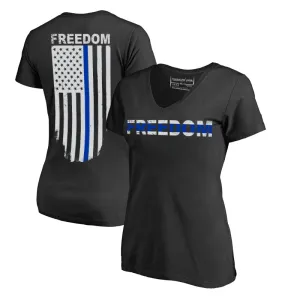 Women's V-Neck T-Shirt - Thin Blue Line Freedom